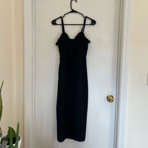 Topshop black button down midi dress